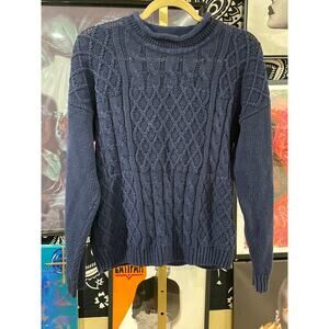 Vintage 90s Heavyweight Fisherman Style Navy Blue Turtleneck Sweater Women’s M